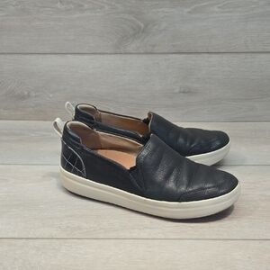 Vionic Women Penelope Croc Leather Black Leather Slip-On Shoes Sz 6.5